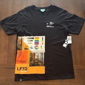 LRG Black Tee with Orange and Multicolor Graphic Large